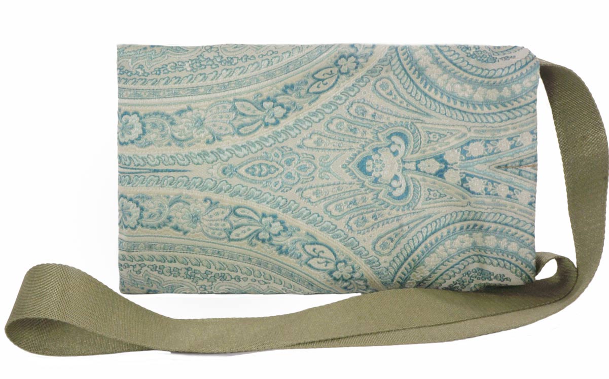 Teal and gold hue brocade fabric Pouch