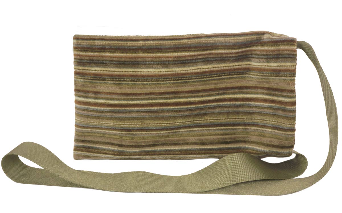 Autumn multi color striped plush fabric Pouch