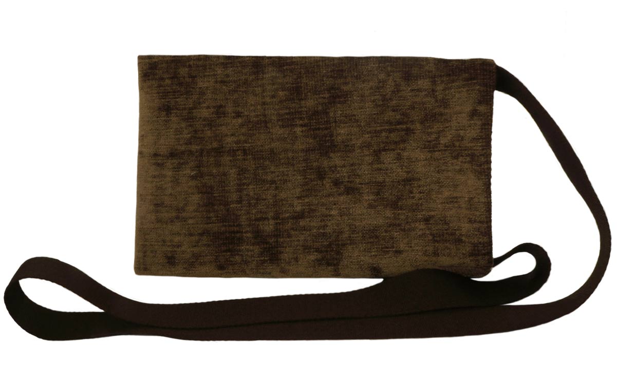 Plush chocolate brown velour fabric Pouch