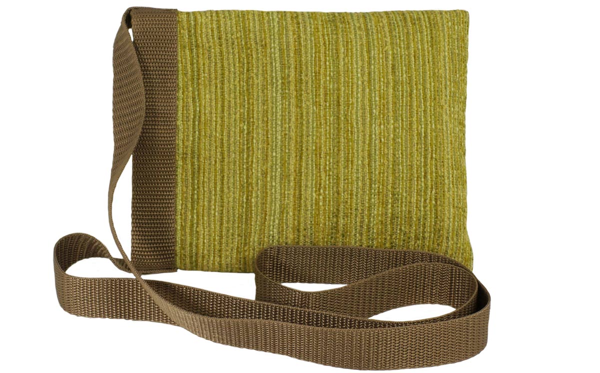 Vibrant Green multicolor striped fabric Satchel