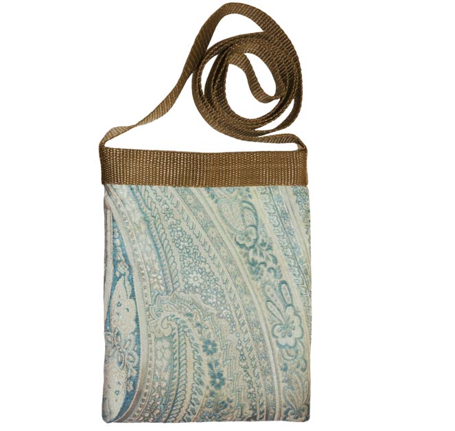 Satchel - Teal & Silver Paisley- $20.00