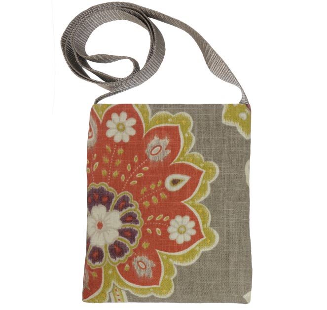 Satchel - Passionfruit & Grey Lotus Linen - $20.00