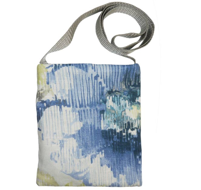 Satchel - Blue & Teal Linen - $20.00