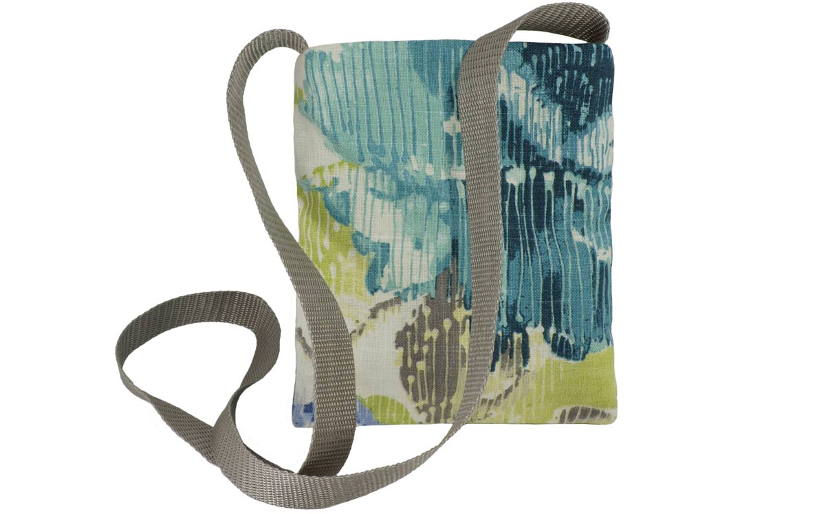 Blue and teal linen print fabric Satchel