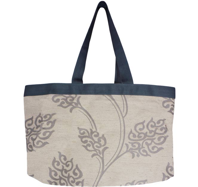 Shopper - Linen & Silver Lotus - $48.00