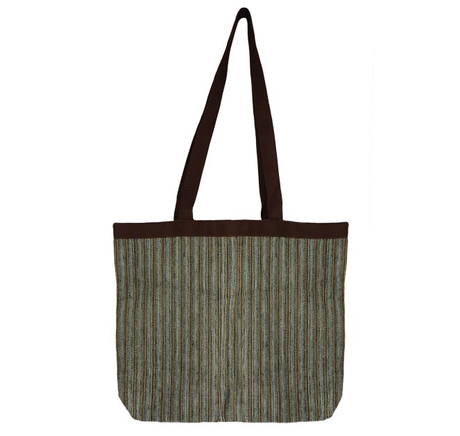 Tote - Brown & Blue Stripe - $38.00