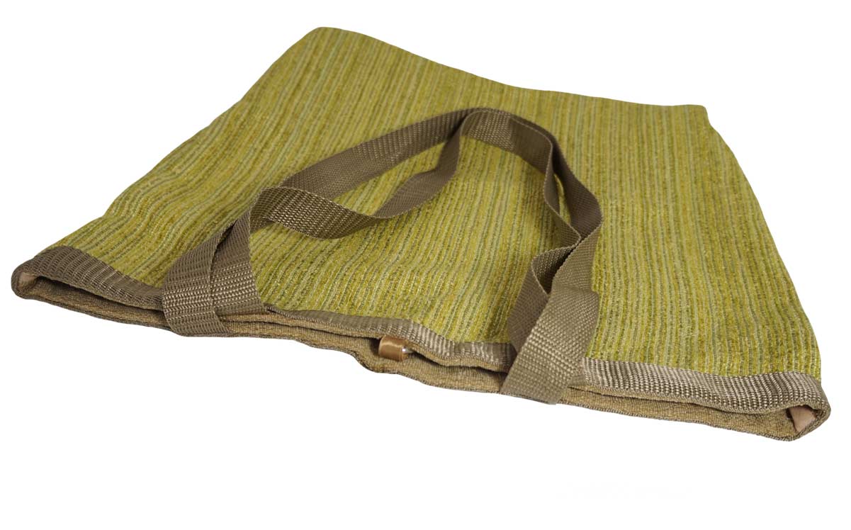 Vibrant green striped fabric grocery tote 